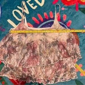 Wet Seal Pink and Brown Tiered Camisole with Spaghetti Straps